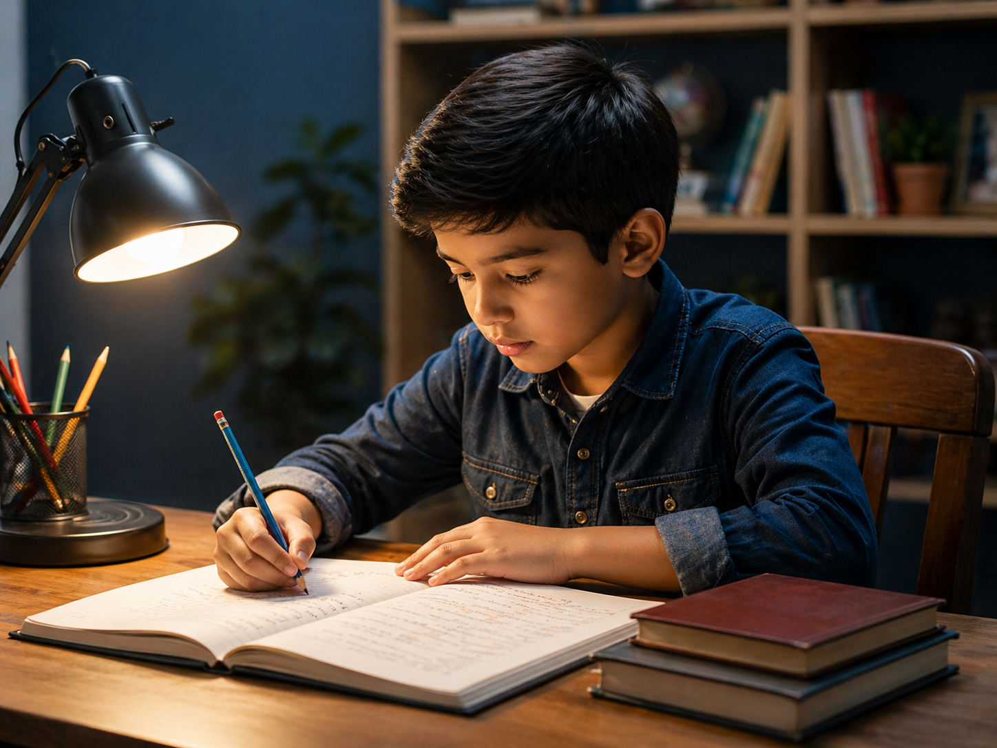 AI-generated student working through tuition practice