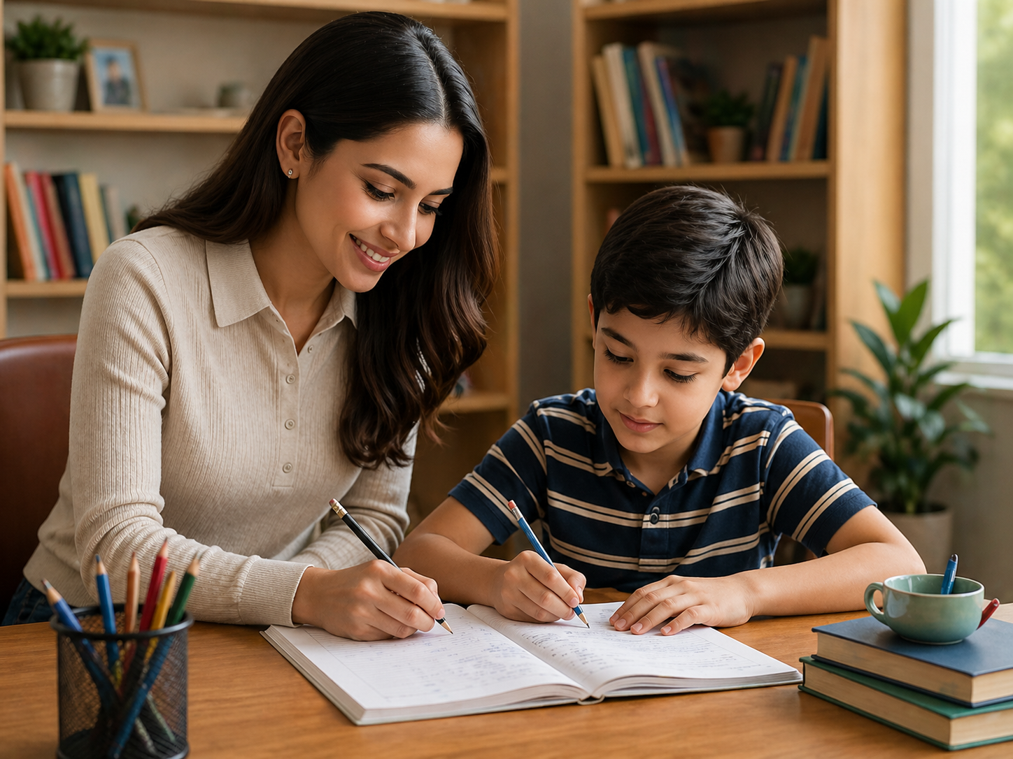 AI-generated tutor supporting a student during study