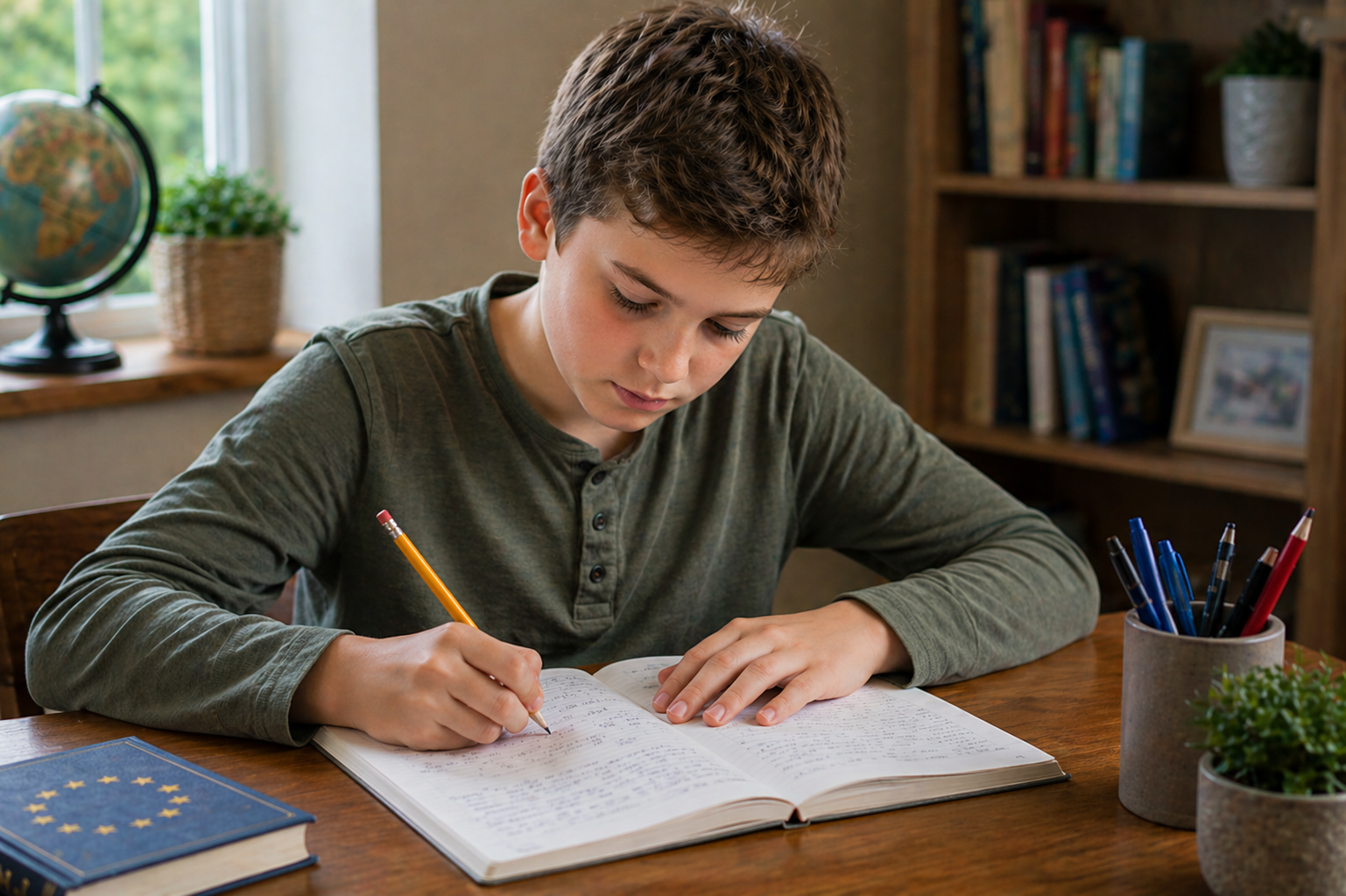 AI-generated student completing study work